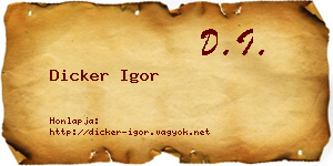 Dicker Igor névjegykártya