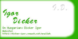 igor dicker business card